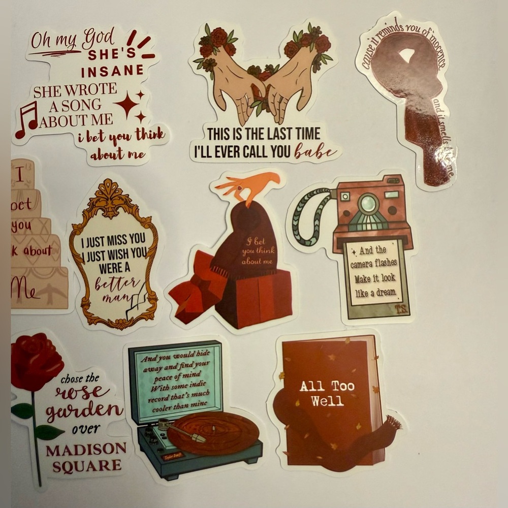 Taylor Swift “Red” Inspired Vinyl Sticker Bundle - 13 Stickers - Picture 3 of 3